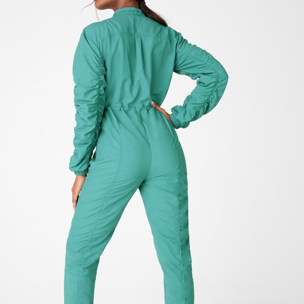 Fabletics Teal Utility Jumpsuit XS Rave Activewear Hiking Outdoors - Picture 3 of 4